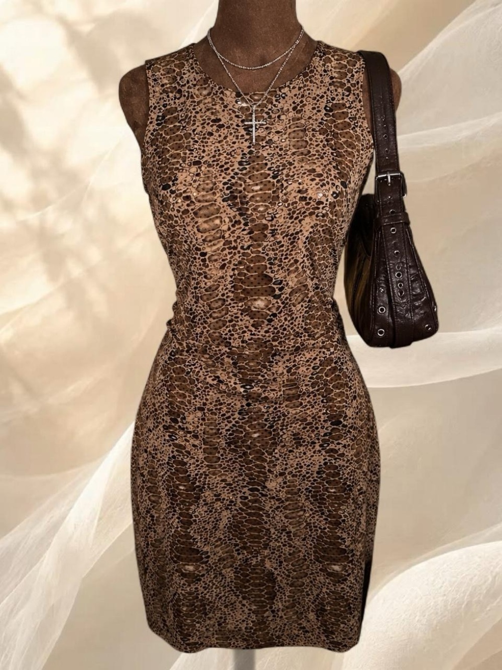 Ninety Snakeskin Matching Set Top & Skirt Python Print Large